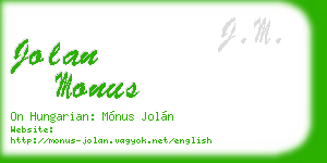 jolan monus business card